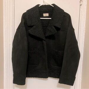 NWOT Marine Layer Sherpa Lined Vegan Suede Black Jacket